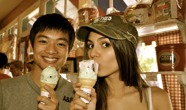 This is one of my favorite pictures of @osricchau & I. It was taken in an old ice cream popcorn shop - 0 0 _ Ayee _ Vicky is back