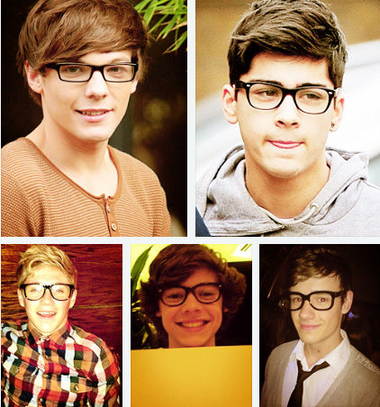 They look so cute with glasses ♥ - Some pics with 1D boys
