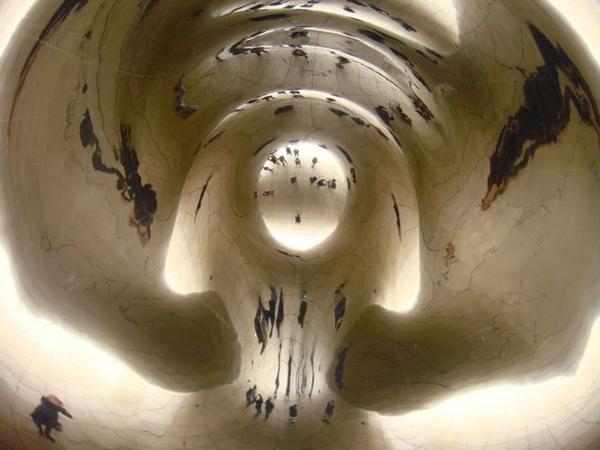 Underneath the Cloud Gate Sculpture