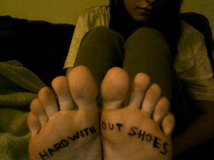 Hard without shoes.. twitter pic :)