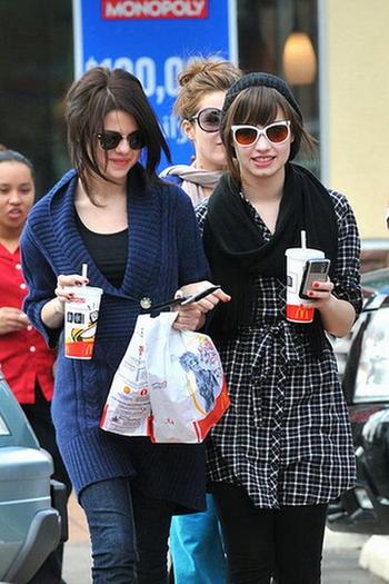 selena-gomez-and-demi-lovato-at-mcdonalds - With Friends