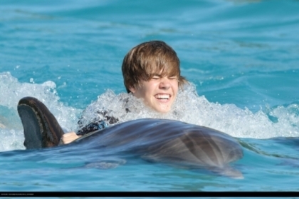 16178184_NMZCXOWLQ - Justin Bieber in water with dolphin