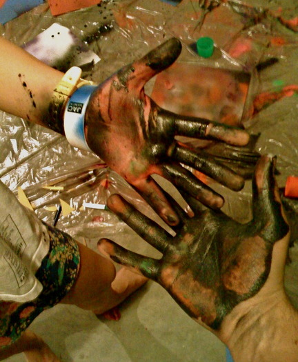 This is what hands look like after a night of spray painting