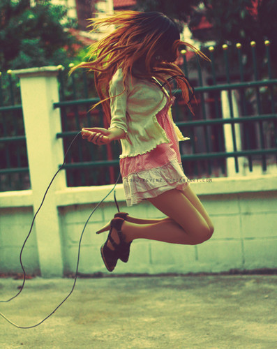 cute girl jumping to the sky.. xd
