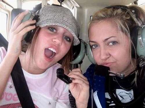 on the plane - me and miley on the plane