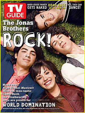 jonas-brothers-rock-tv-guide - Demi Lovato and Jonas Brothers