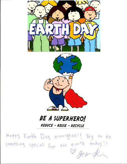 Happy EARTH DAY everyone!!!! I made a card to wish everyone a Happy Earthday! I'm picking up trash a