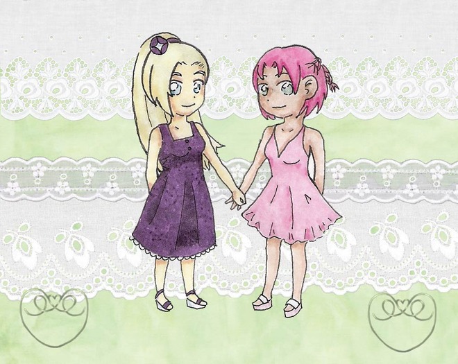 Aww_Cute_Ino_and_Sakura_by_blissfulthinking - Ino Sakura Hinata