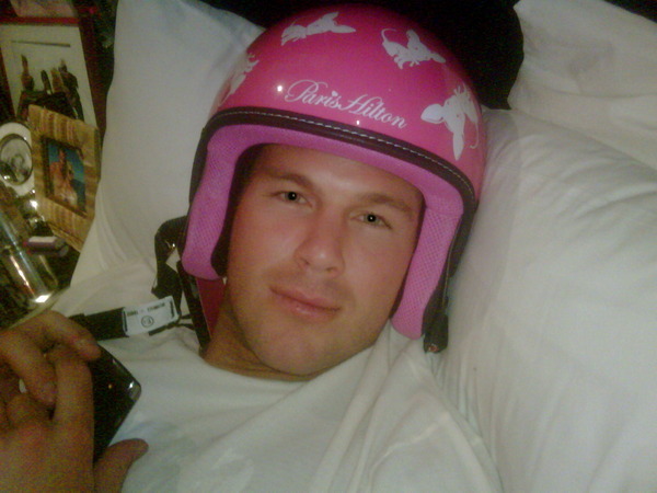 Doug modeling my new line of Helmets