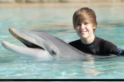 16179050_HMVFJLXLC - Justin Bieber in water with dolphin