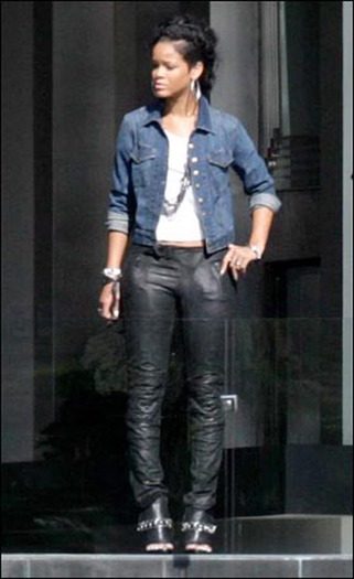 Rihanna wearing a Jeans Jacket