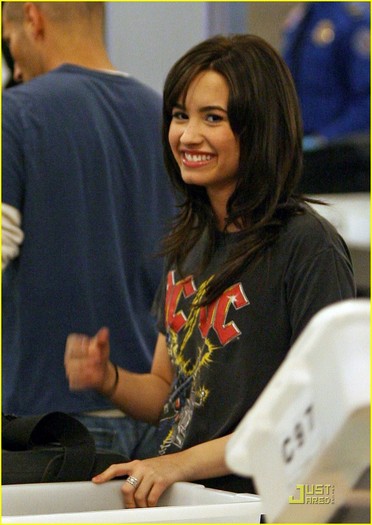 Demi Lovato wearing an AC/DC T-shirt