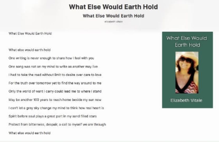 What Else Would Earth Hold - EVitale Writings with Photos Stories