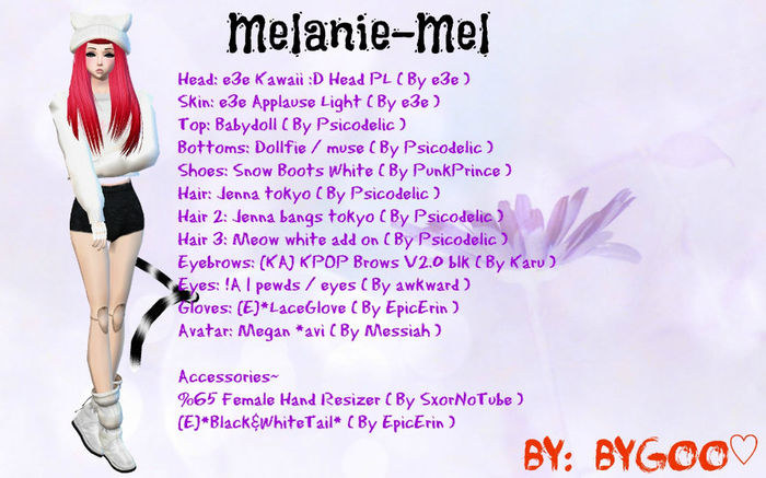 Melanie-Mel; Imvu Outfit.
P.S Mel Ilysvm. OH MMMMEL MEL MELANIIEE MMEELL MM KAWAII DESU.
obby
