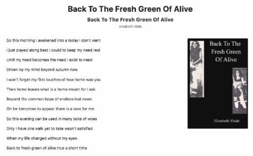 Back To The Fresh Green Of Alive - EVitale Writings with Photos Writing World
