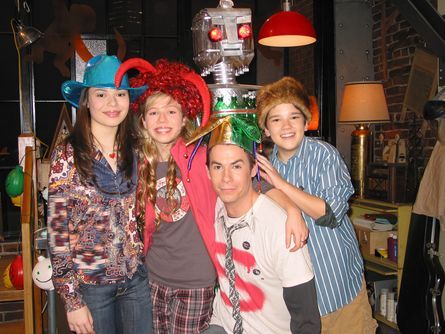 All of us right after our crazy hat party!!! Where\'s the robot\'s hat