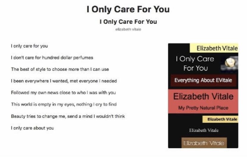 I Only Care For You - EVitale Writings with Photos Writing World