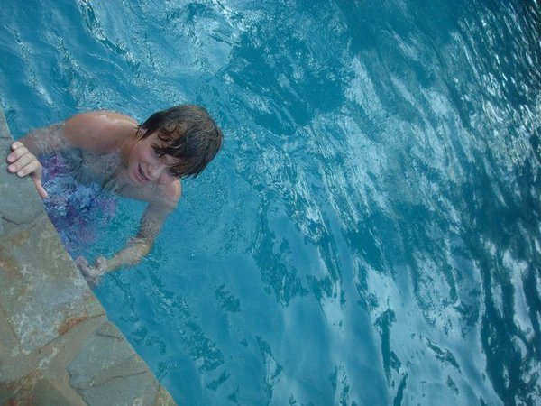 haha Chris in the pool