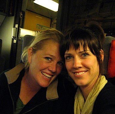 Karan (my makeup artist) and Larissa on the train going back to London! - Europe Trip - 2009