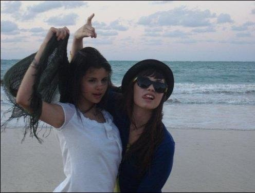 on the beach with sel
