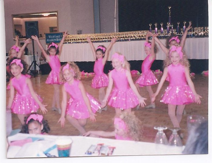 Me on the far right- we always had to put alot of rollers in our hair the night before