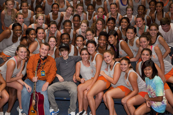 Bieber Performs for Band Camp Students (4)