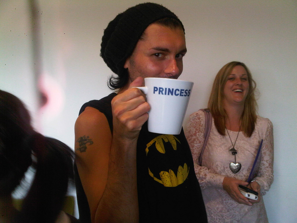 my Uk makeup artist Adam drinking his princess juice