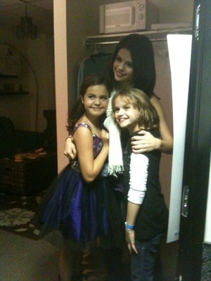 with selly and one fan - Wizards Of Waverly Place on the set