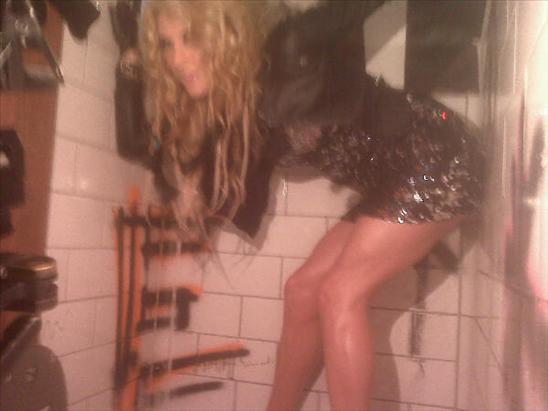 In the bathroom above the WC ...Before the concert..]]