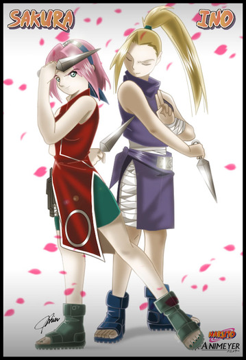 Sakura_and_Ino_by_spade13th - Ino Sakura Hinata