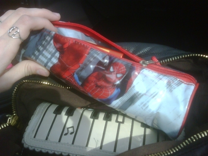 My new SpiderMan makeup bag!!!!! ((: that's what I wanted for my sixteenth!!!