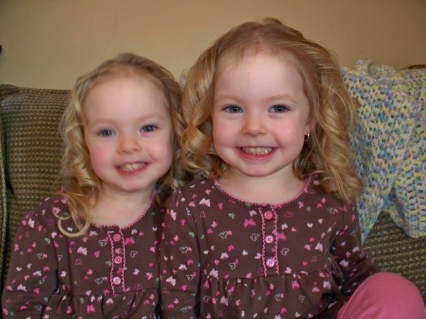 3 year old twins Addie and Katie