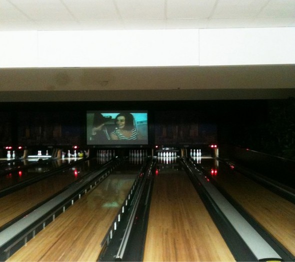 Bowling with the fam... And this music video comes on! AHAHA