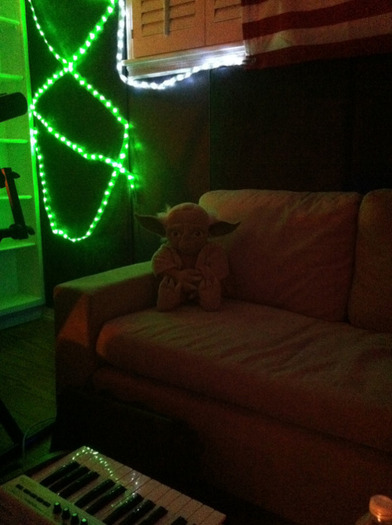 Yoda has been staring at me the entire time I\'ve been in the studio &hes starting to freak me out. 