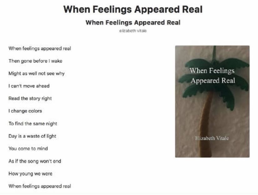 When Feelings Appeared Real - EVitale Writings with Photos Writing World