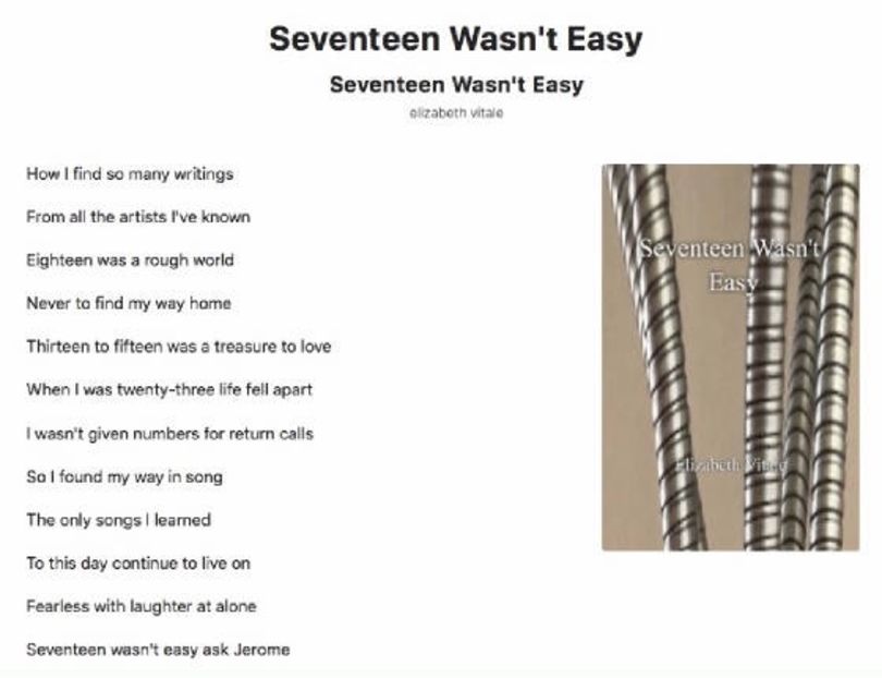 Seventeen Wasn't Easy - EVitale Writings with Photos Writing World