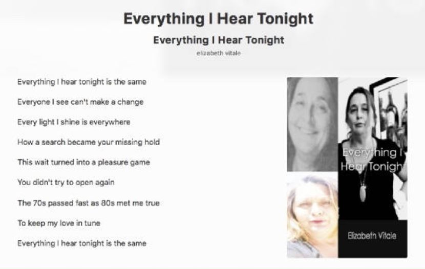 Everything I Hear Tonight - EVitale Writings with Photos Stories