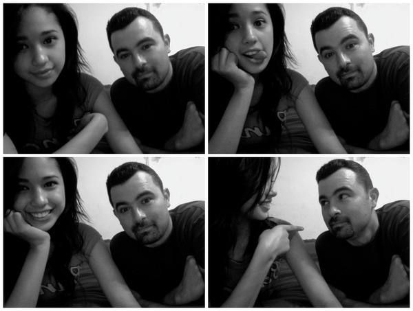 me and my dad havinf fun on photobooth