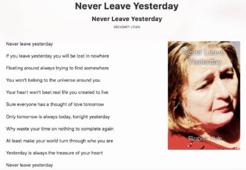 Never Leave Yesterday - EVitale Writings with Photos Stories