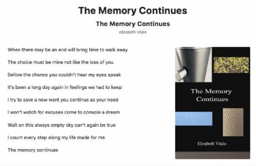 The Memory Continues - EVitale Writings with Photos Writing World