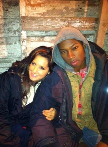 Still on set! Bundled up next to @therobbiejones, its so cold outside! - x - Only Pics Ash - x