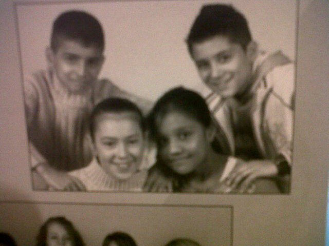 me and aqib khan with our exgirlfriends in 2006 for a school play-bugsy malone - when I was young