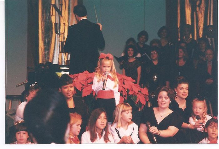 My first solo for Christmas Eve services at church- 5 yrs.old. I sang for 3 services.