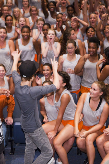 Bieber Performs for Band Camp Students (6)