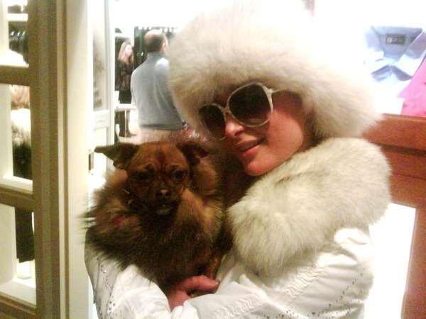 When I was in Aspen, I saw a woman with this cute little dog and just had to take a pic with her. So - Sunglasses