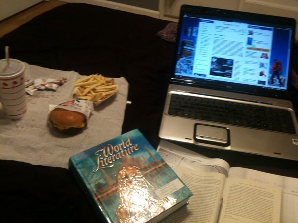 English homework+in n out=my Monday night