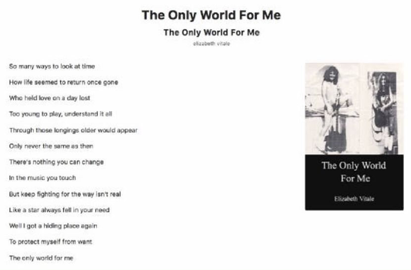 The Only World For Me - EVitale Writings with Photos Writing World