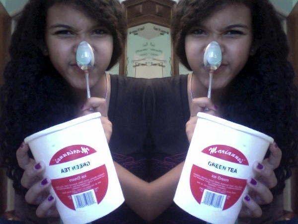 Green tea ice cream is muh life.. well not reallyy but it\'s really yummy