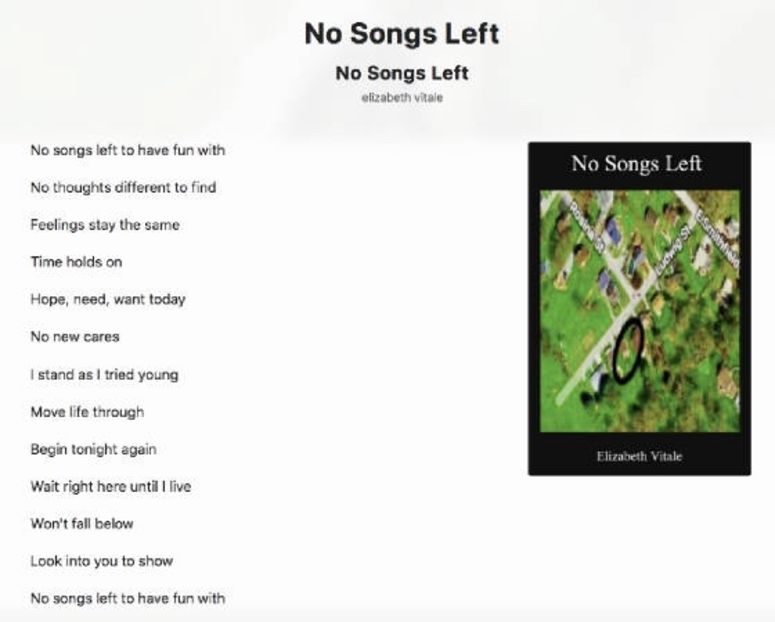 No Songs Left - EVitale Writings with Photos Stories