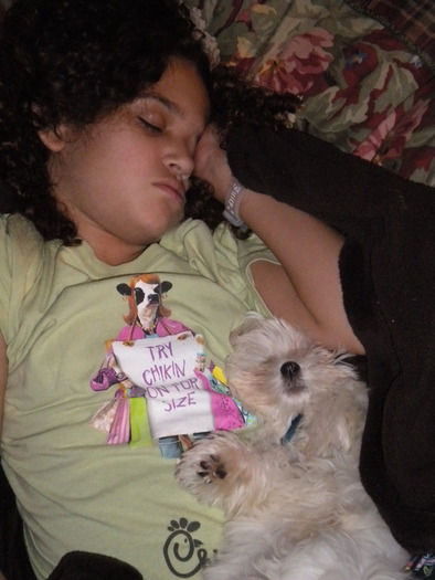 Me and my doggie Shopie sleeping